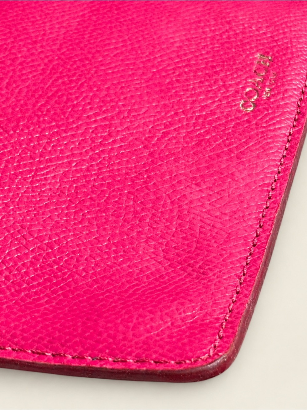 Coach Hot Pink Leather Zip Pouch - Picture 4 of 6